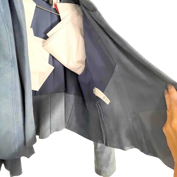 WHBM Soft Blue Drop-Front Suede Jacket Size Large Petite ❄️💙 - Picture 10 of 16